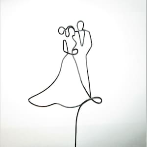Couple figure wedding cake topper wire one line silhouette wire couple bride and groom wedding cake Topper, gold modern wedding cake toppers
