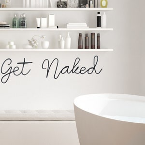 Get naked sign wire wall art funny bathroom wall art decor signs, funny bedroom large metal wall hanging home decor, gift for couple