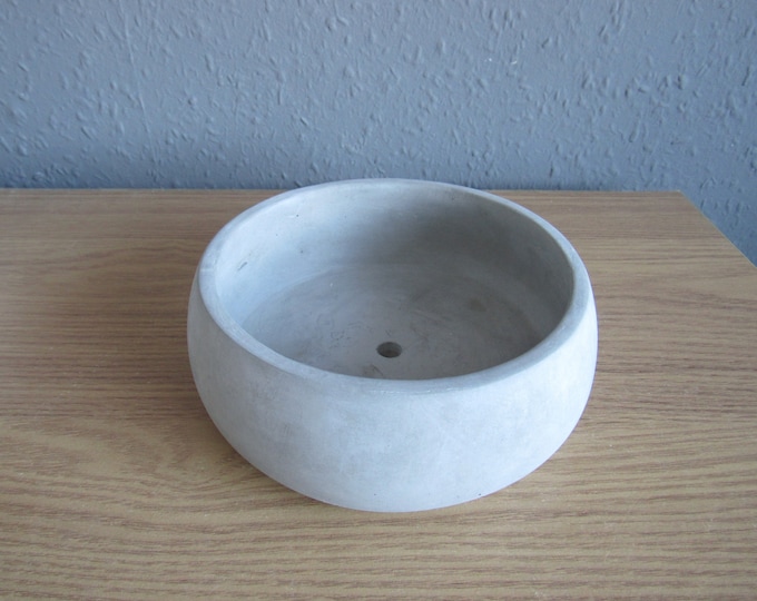 Concrete bowl planter plant pot with drainage, minimalist bowl decorative succulent bowl planter concrete bowl decor gift