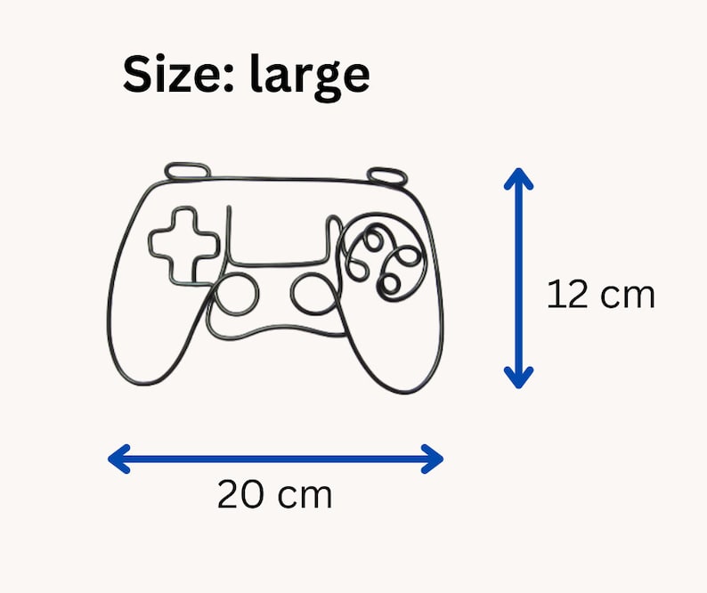 K&ouml;nnte beinhalten: Ein schwarzes Drahtgestell-Design eines Videospiel-Controllers. Der Controller ist 12 cm hoch und 20 cm breit. Gr&ouml;&szlig;e: gro&szlig;.