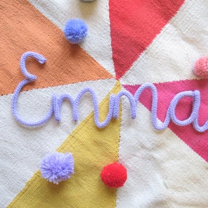 LARGE personalised knitted wire name sign nursery baby name sign wall art decor, knitted wire words baby nursery decor girl boy, door sign