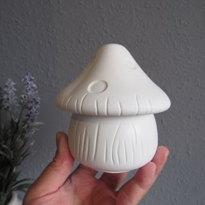 Mushroom gift concrete mushroom storage jar mushroom container decor, cute mushroom storage with lid concrete gift image 1