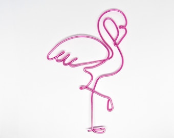 Flamingo metal wall art sign nursery decor, wire wall art flamingo animal nursery girl shabby chic decor, bedroom decor animal lover gift