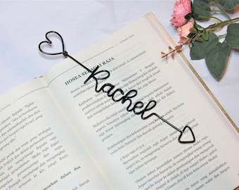 Personalised name wire bookmark, custom cute metal bookmark wire words, book lovers valentines day gift for him or boyfriend or girlfriend
