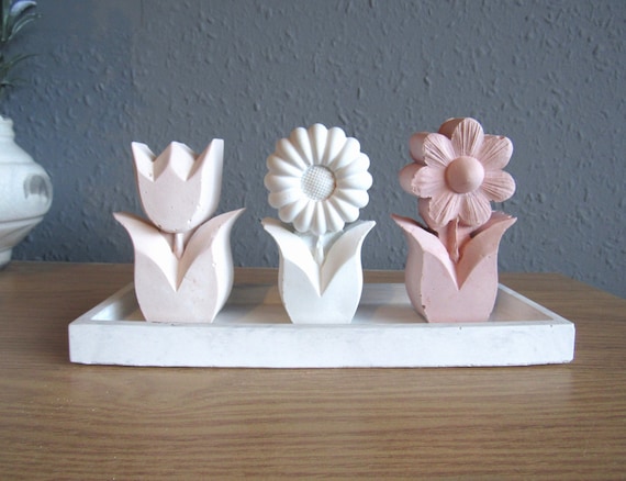 Decorative flowers ornament concrete flower nursery decor tulip daisy sunflower gifts flower sculpture, concrete decor minimalist decor