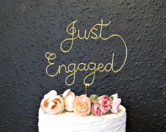 Just Engaged wire cake topper wire engagement cake topper pour mariage, gâteau unique en métal doré pour décor de fête de fiançailles