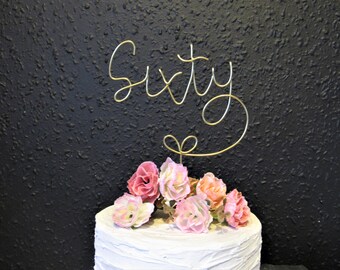 Sixty birthday cake topper wire, custom number cake topper wire, 60th 21st 40th 50th 30th birthday gifts cake decorations personalised