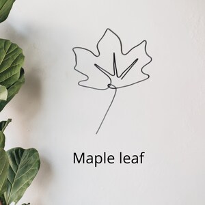 May include: A simple line drawing of a maple leaf, with the text "Maple leaf" below it.