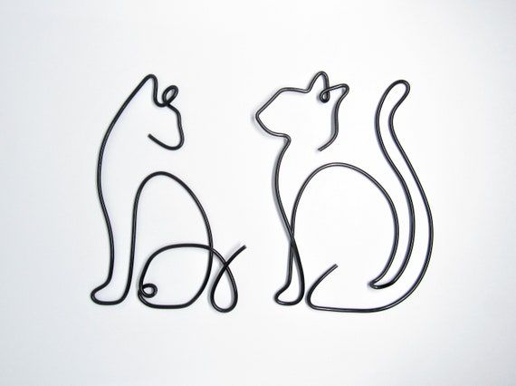Metal Cat wall art decor cat lover gift, wire wall art hangings bedroom living room decor, animal nursery wall art decor, metal pet ornament