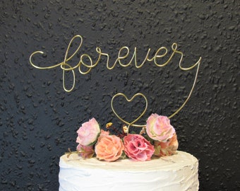Forever wedding cake topper, forever Wire Cake Topper wedding gold decor, wedding anniversary cake topper decor, metal wedding cake toppers