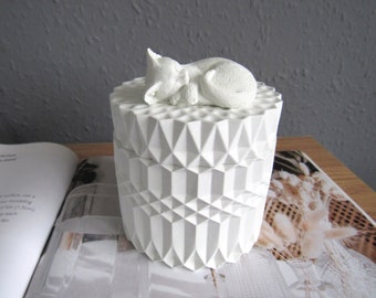 Concrete dog urn pet memorial keepsake cat urn pet urn for ashes pet loss gift modern dog cat urn, geometric concrete urn keepsake pot