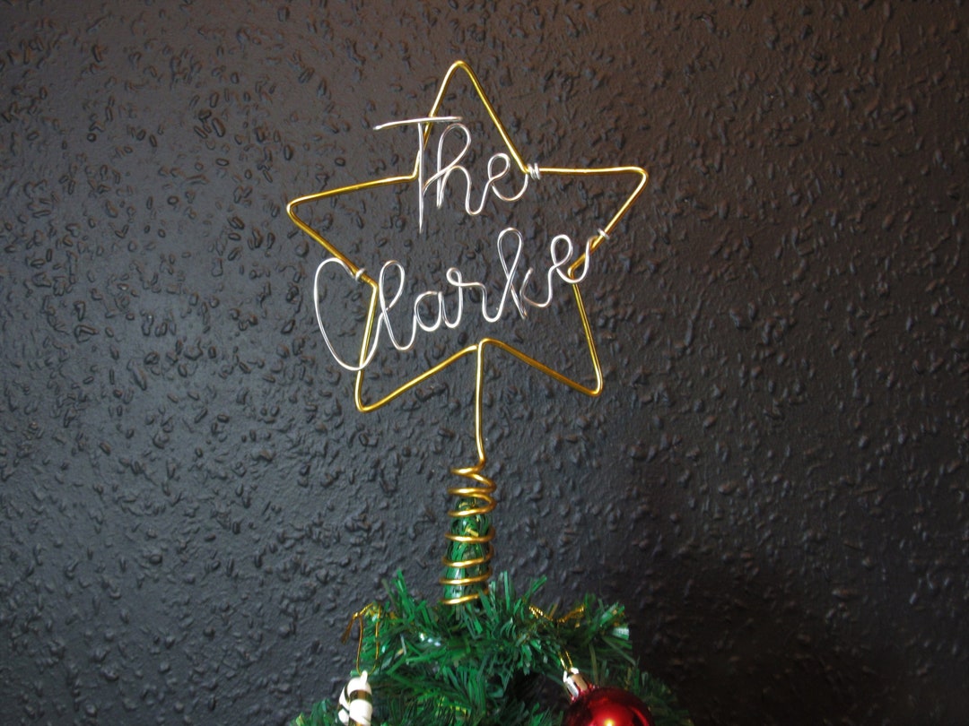 Wire Star tree topper “The Clarks” tree topper Personalised Family name Christmas tree star wire star decorations topper Christmas gifts