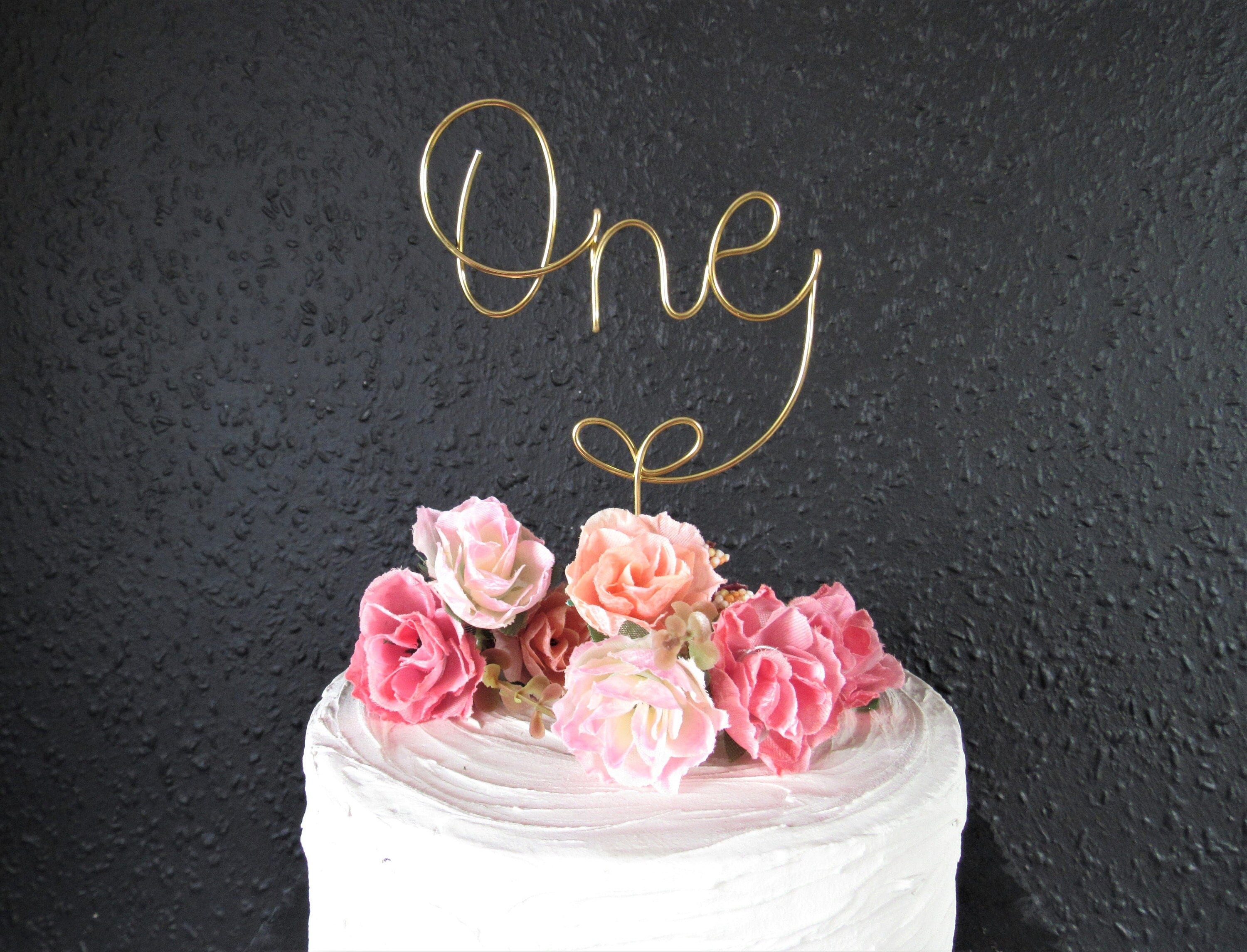 Custom 1st Birthday Cake Topper Wire, One Number Cake Topper Wire Rose ...
