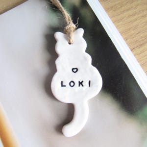 Personalised cat bauble Christmas gifts clay cat ornament cat keepsake Christmas tree decor, cute cat gift tags stocking filler pet gifts