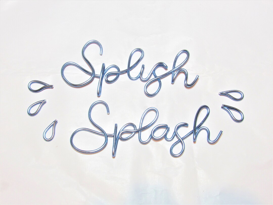 Splish Splash Wire Words Bathroom Sign, Splish Splash Wire Wall Art Sign Bathroom Wall Decor