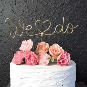 We do wedding cake topper, We do Wire Cake Topper wedding gold decor, modern cake topper decor, metal wedding cake toppers decorations
