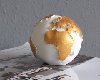 Concrete globe ornament gifts paper weight office desk decor unique world globe ball golden anniversary gift, decorative paper weight