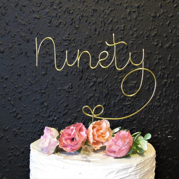 Custom number 90th ninety birthday cake topper wire, custom age number cake topper wire, 90th 80th ninetieth birthday gifts cake decoration
