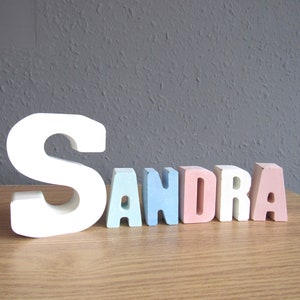 Baby nursery name sign decor gift concrete letters name sign personalised nursery gift, girl boy nursery kids bedroom decor new baby gift image 3