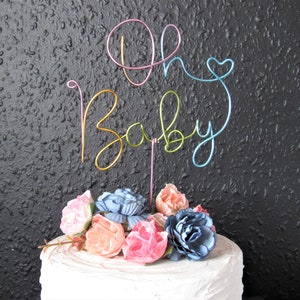 Oh Baby cake topper wire sign for Baby Shower cake topper, Oh Baby gender reveal cake topper neutral, Baby Shower gifts Cake Decorations