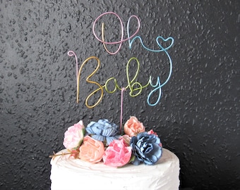 Oh Baby cake topper wire sign for Baby Shower cake topper, Oh Baby gender reveal cake topper neutral, Baby Shower gifts Cake Decorations