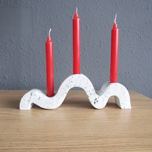 Wavy triple candle holder concrete candle stick holder centerpiece modern unique candle holder minimalist decor, nordic dining table decor
