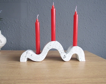 Gewellter Dreifach-Kerzenhalter Beton Kerzenhalter Herzstück moderner Kerzenhalter minimalistisches Dekor, nordisches Esstischdekor