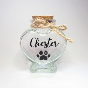 Pet fur hair memorial keepsake jar heart bottle pet loss dog cat memorial gifts, personalised pet urn memorial urn keepsake for pet hair image 9