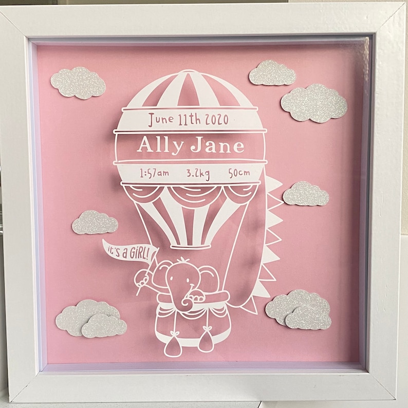Baby Birth Stats Shadow Box Baby Girl Etsy Australia