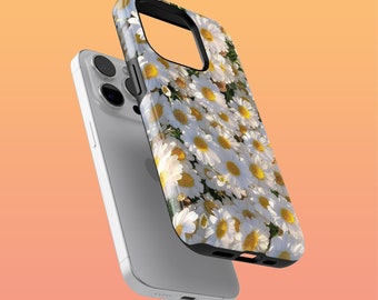Tough Feminine Daisies Phone Case Floral Cover for iPhone 16Plus, 15, 14, Google Pixel 9Pro XL, 8A, 7A, 6A, Samsung S24Ultra, S23, S22, A54