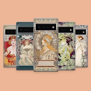 Floral Woman Phone Case Art Nouveau Phone Cover for Google Pixel 10, 9A, 9Pro XL, 8A, 8Pro, 7A, Samsung S25, S24Fe, A15, iPhone 17Pro, 16E