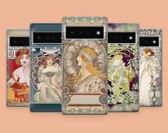 Floral Woman Phone Case Art Nouveau Phone Cover for Google Pixel 10, 9A, 9Pro XL, 8A, 8Pro, 7A, Samsung S25, S24Fe, A15, iPhone 17Pro, 16E