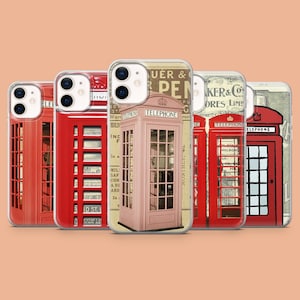 London Phone Phone Case Red Booth iPhone Cover voor iPhone 16, 15, Samsung S25, S24Fe, S23Ultra, A56, A15, Pixel 9Pro XL, 8A, 8Pro, 7, 7A, 6A