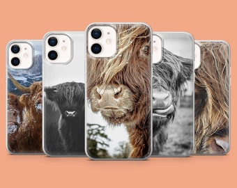 Scottish Cattle Phone Case Highland Cow iPhone Cover for iPhone 17Air, 16E, 15, 14, Samsung S25, S24Fe, A56, A15 Pixel 10, 9A, 9Pro XL, 8A