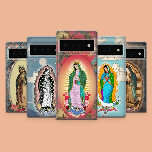 Funda de teléfono Virgen de Guadalupe Funda de teléfono Saint Icon para Google Pixel 8A, 8Pro, 7Pro, 7A, iPhone 15, 14, Samsung S24, S23FE, A25, A15, A54