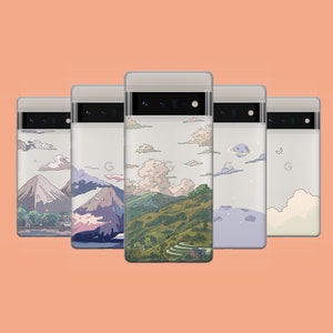 Manga Lofi Phone Case Mountain Art Phone Cover for Google Pixel 8A, 8Pro, 7Pro, 7A, iPhone 15, 14, 13, 12, Samsung S24, S23FE, A25, A15, A54