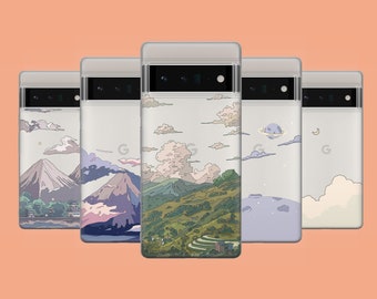 Coque de portable Manga Lofi Mountain Art pour Google Pixel 8A, 8Pro, 7Pro, 7A, iPhone 15, 14, 13, 12, Samsung S24, S23FE, A25, A15, A54