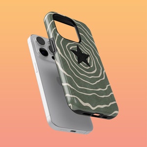 Robuste grüne Acubi Handytasche Grunge Star Cover für iPhone 16Plus, 15, 14, Google Pixel 9Pro XL, 8A, 7A, 6A, Samsung S24Ultra, S23, S22, A54
