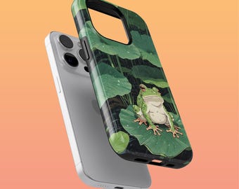 Rugged Anime Frog Phone Case Cottagecore Frog Cover for iPhone 16Plus, 15, 14, Google Pixel 9Pro XL, 8A, 7A, 6A, Samsung S24, S23, S22, A54