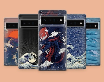 Japanese Wave-telefoonhoesje Red Dragon-telefoonhoes voor Google Pixel 10, 9A, 9Pro XL, 8A, 8Pro, 7A, Samsung S25, S24Fe, A15, iPhone 17Pro, 16E