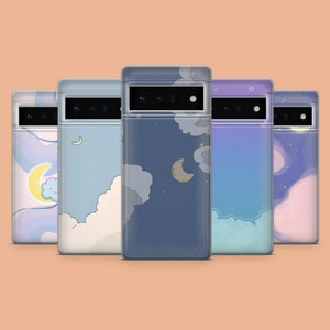 Cute Cloud Phone Case Kawaii Moon Phone Cover for Google Pixel 10, 9A, 9Pro XL, 8A, 8Pro, 7A, Samsung S25, S24Fe, A15, iPhone 17Pro, 16E, 15