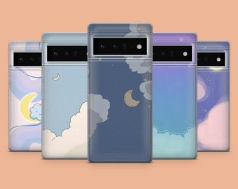Cute Cloud Phone Case Kawaii Moon Phone Cover for Google Pixel 11Pro XL, 10Pro, 9A, 8A, 7Pro, Samsung S25, S26Fe, S23, A56, iPhone 18Ultra