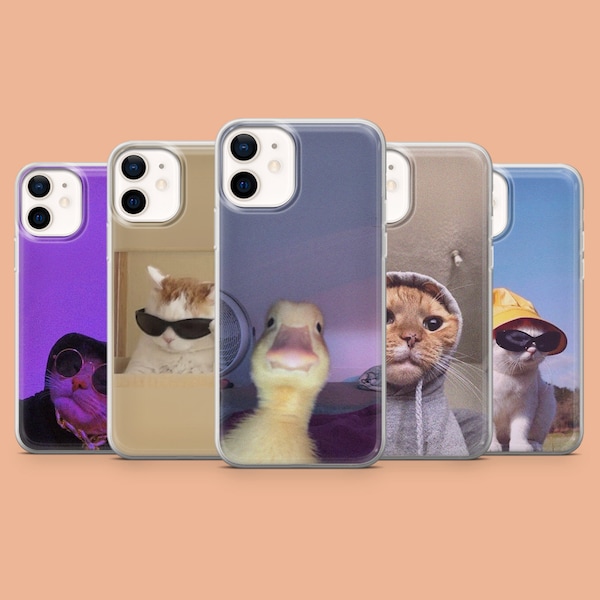 Funny Cat Phone Case Kitten Meme iPhone Cover for iPhone 15, 14, 13, 12, 11, Pixel 8A, 8Pro, 7A, Samsung S24, S22, S23FE, A54, A53, A25, A15