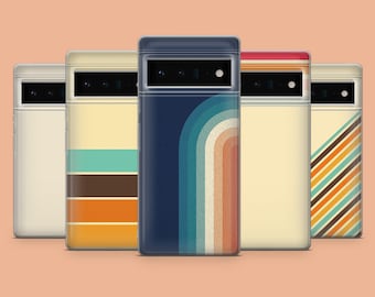 Retro Stripes Phone Case Vintage 70s Phone Cover for Google Pixel 8A, 8Pro, 7Pro, 7A, iPhone 15, 14, 13, Samsung S24, S23FE, A25, A15, A54