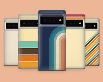 Retro Stripes Phone Case Vintage 70s Phone Cover for Google Pixel 8A, 8Pro, 7Pro, 7A, iPhone 15, 14, 13, Samsung S24, S23FE, A25, A15, A54