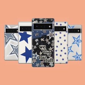 Blue Star Phone Case Night Twinkle Phone Cover for Google Pixel 10, 9A, 9Pro XL, 8A, 8Pro, 7A, Samsung S25, S24Fe, A15, iPhone 17Pro, 16E, X