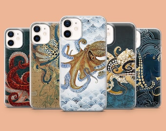 Awesome Kraken Phone Case Red Octopus iPhone Cover for iPhone 17Air, 16E, 15, 14, Samsung S25, S24Fe, A56, A15 Pixel 10, 9A, 9Pro XL, 8A, 7A