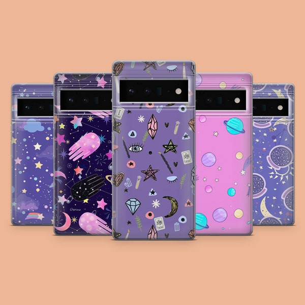 Purple Clouds Phone Case Witchy Potions Phone Cover for Google Pixel 8A, 8Pro, 7Pro, 7, iPhone 15, 14, 13, Samsung S24, S23FE, A25, A15, A54