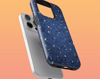 Tough Japanese Waves Phone Case Cute Stars Cover for iPhone 16Plus, 15, 14, Google Pixel 9Pro XL, 8A, 7A, 6, Samsung S24Ultra, S23, S22, A54