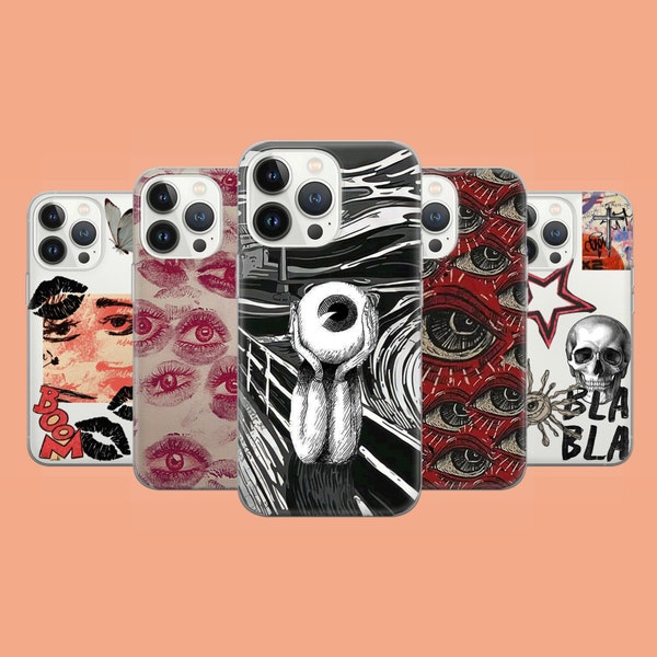 Gore Eyeballs Phone Case Creepy Grunge iPhone Cover for iPhone 15, 14Pro, 13, 12, 11, Pixel 8A, 8Pro, Samsung S24, S22, S23FE, A54, A25, A15